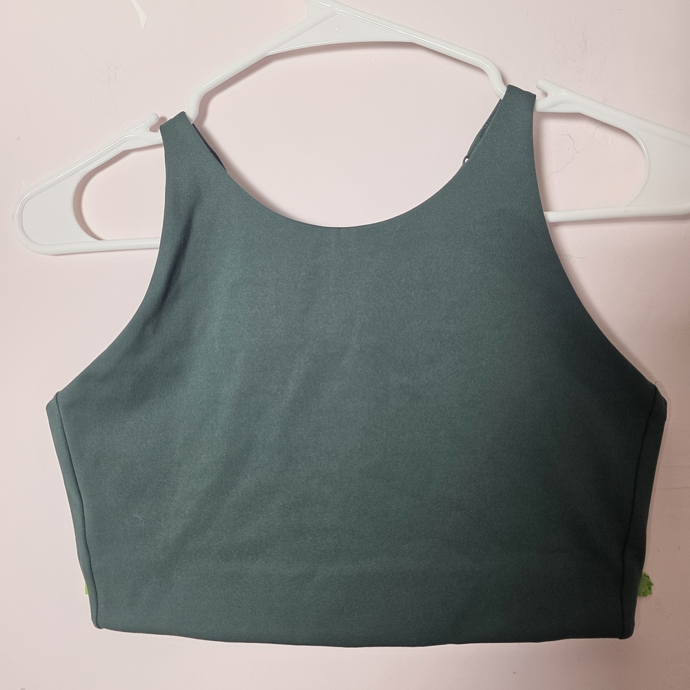Girlfriend Collective Topanga Criss Cross Sports Bra Moss Green Longline Size M